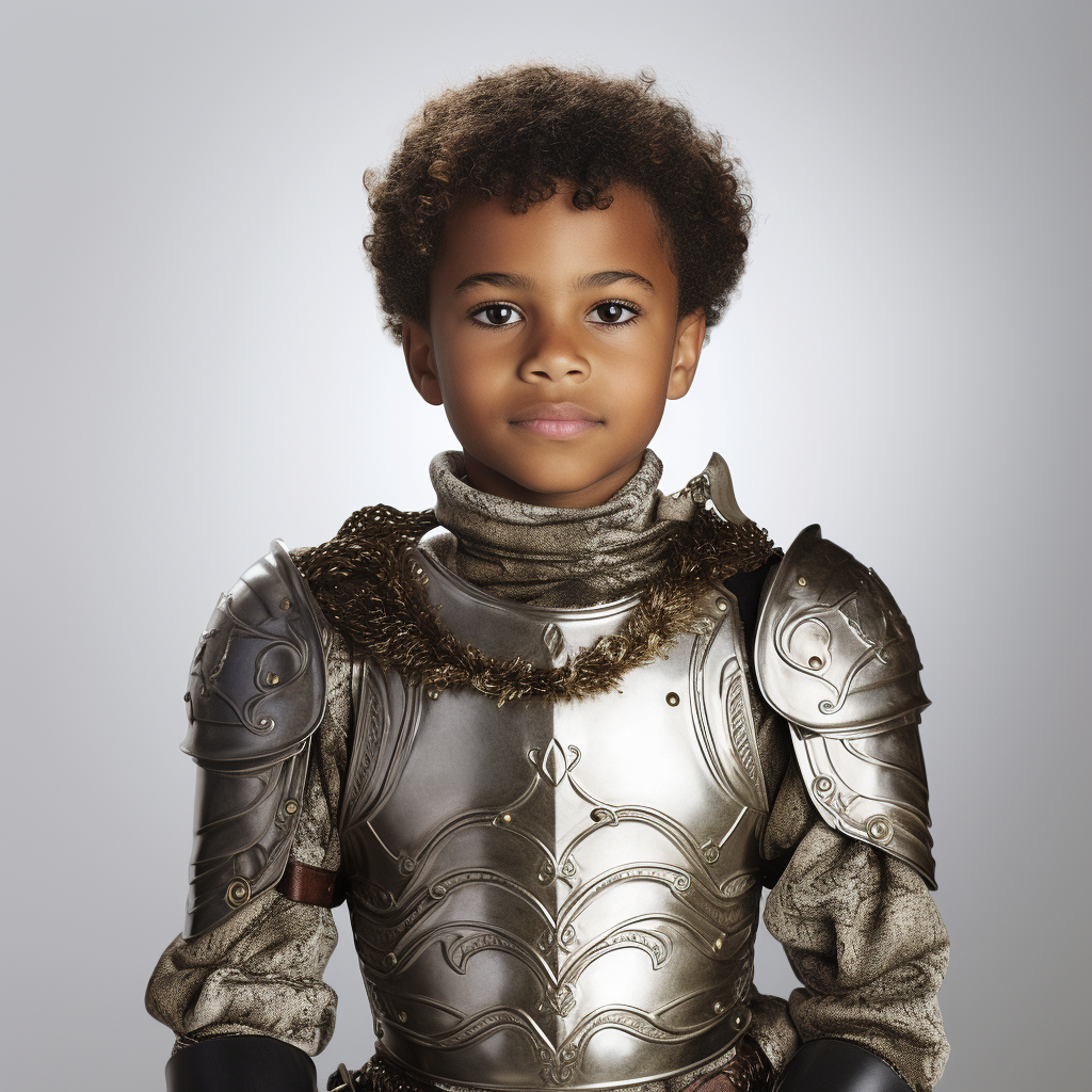 African American child in knight costume