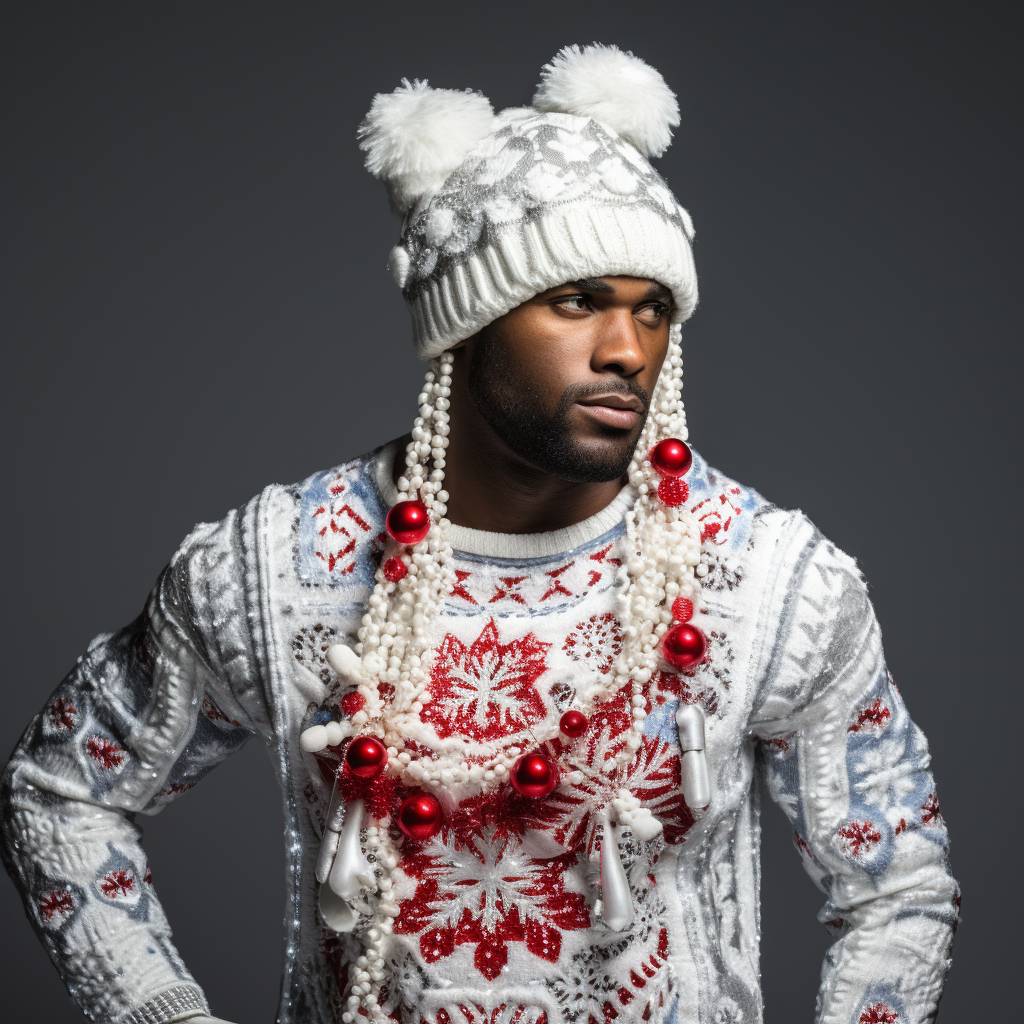 Stylish African-American Christmas Model in Fashion