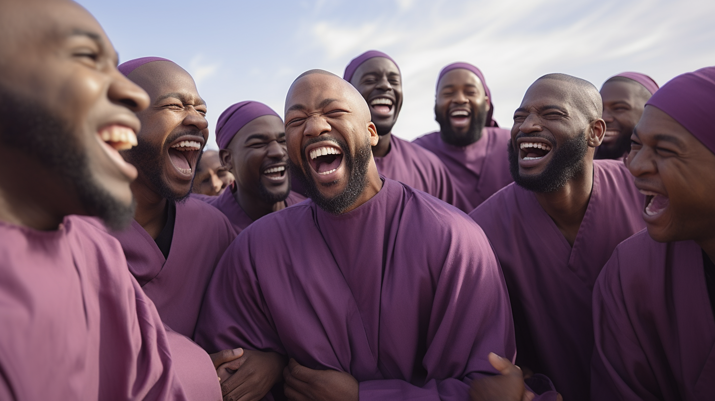 African American men and women laughing