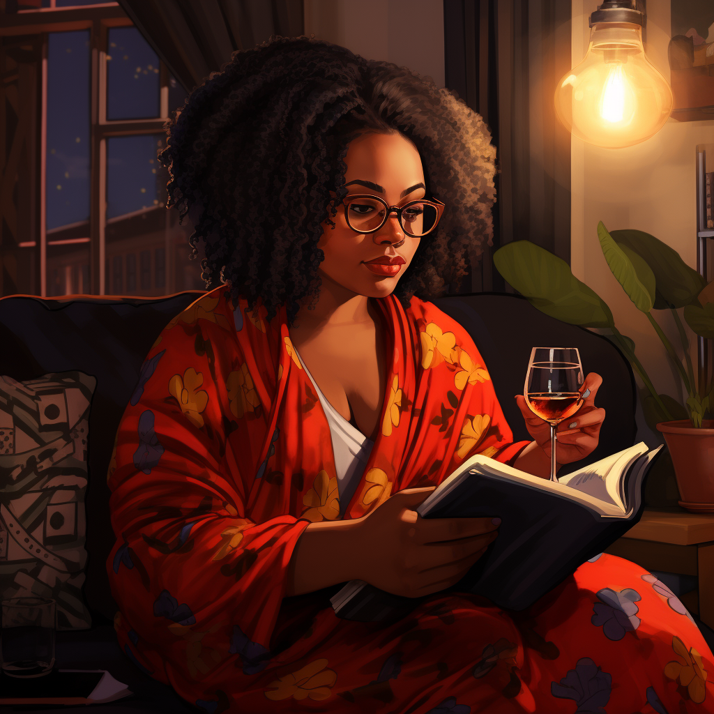 African-American plus size woman writing in journal