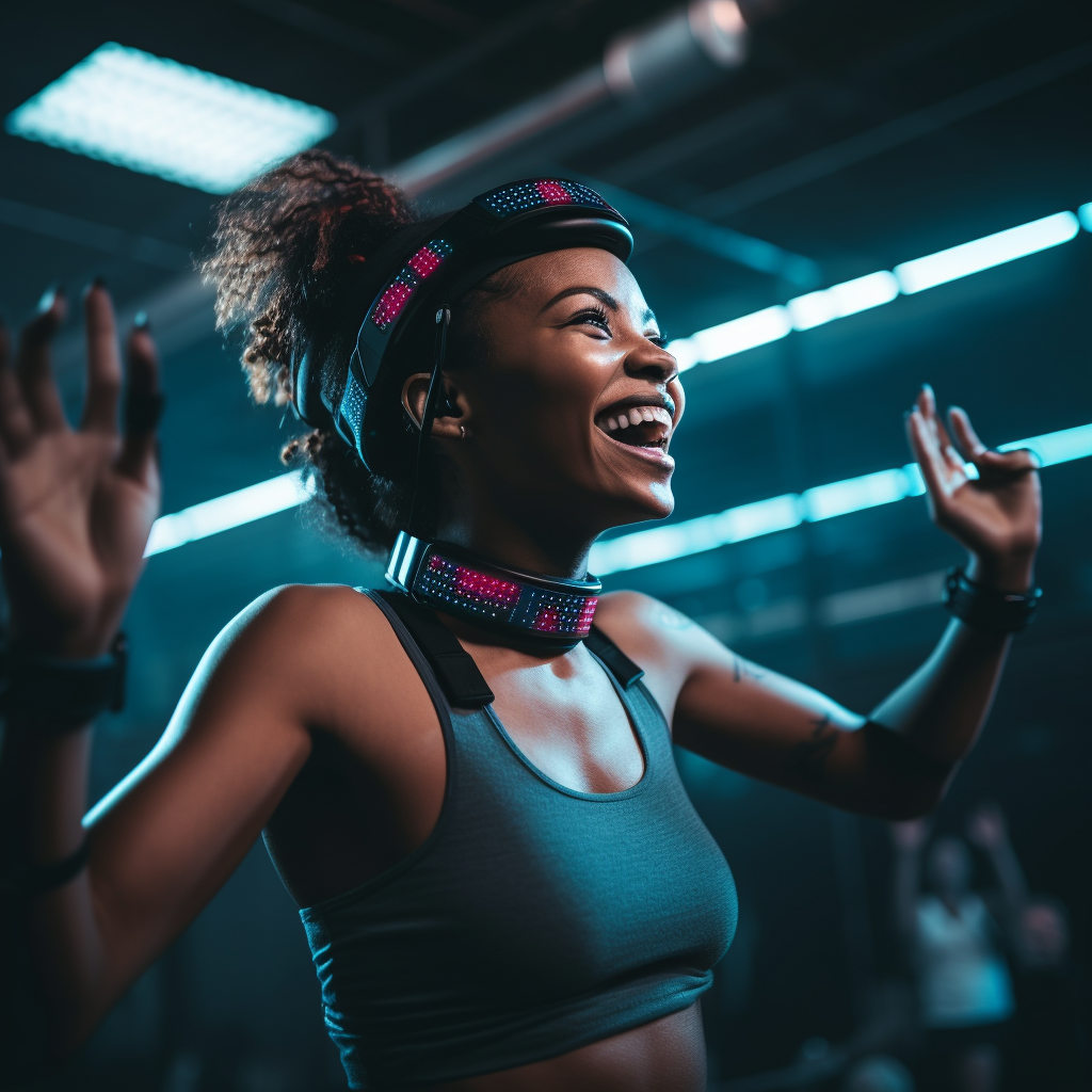 African American woman dancing with motion capture equipment