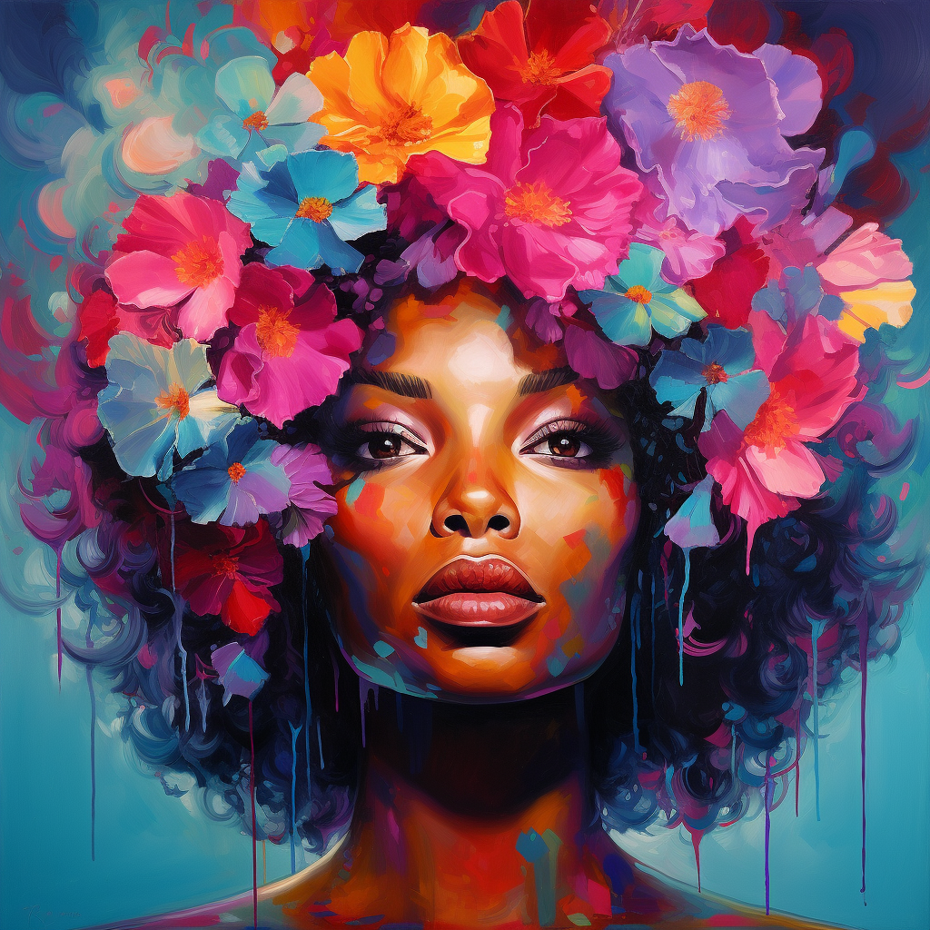 African American woman in bright flower