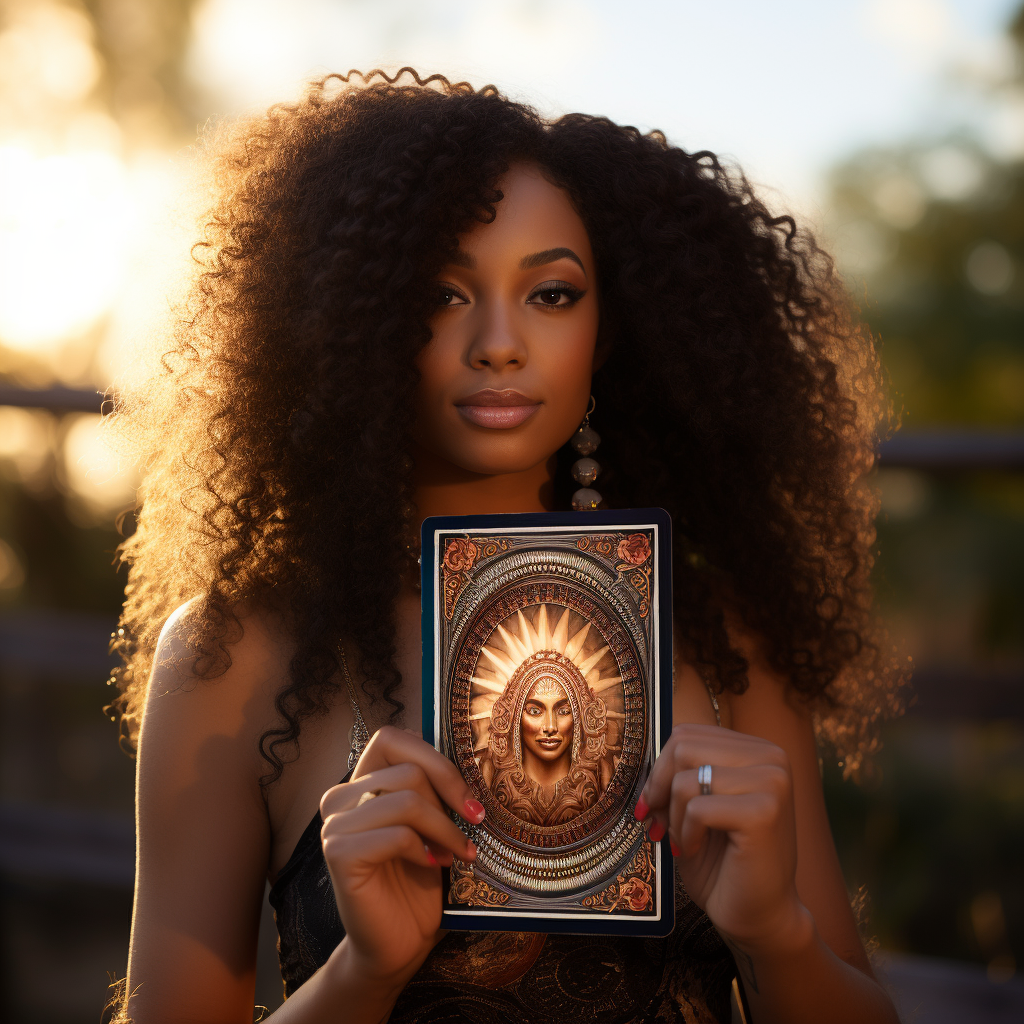 Beautiful African American woman with long curly hair