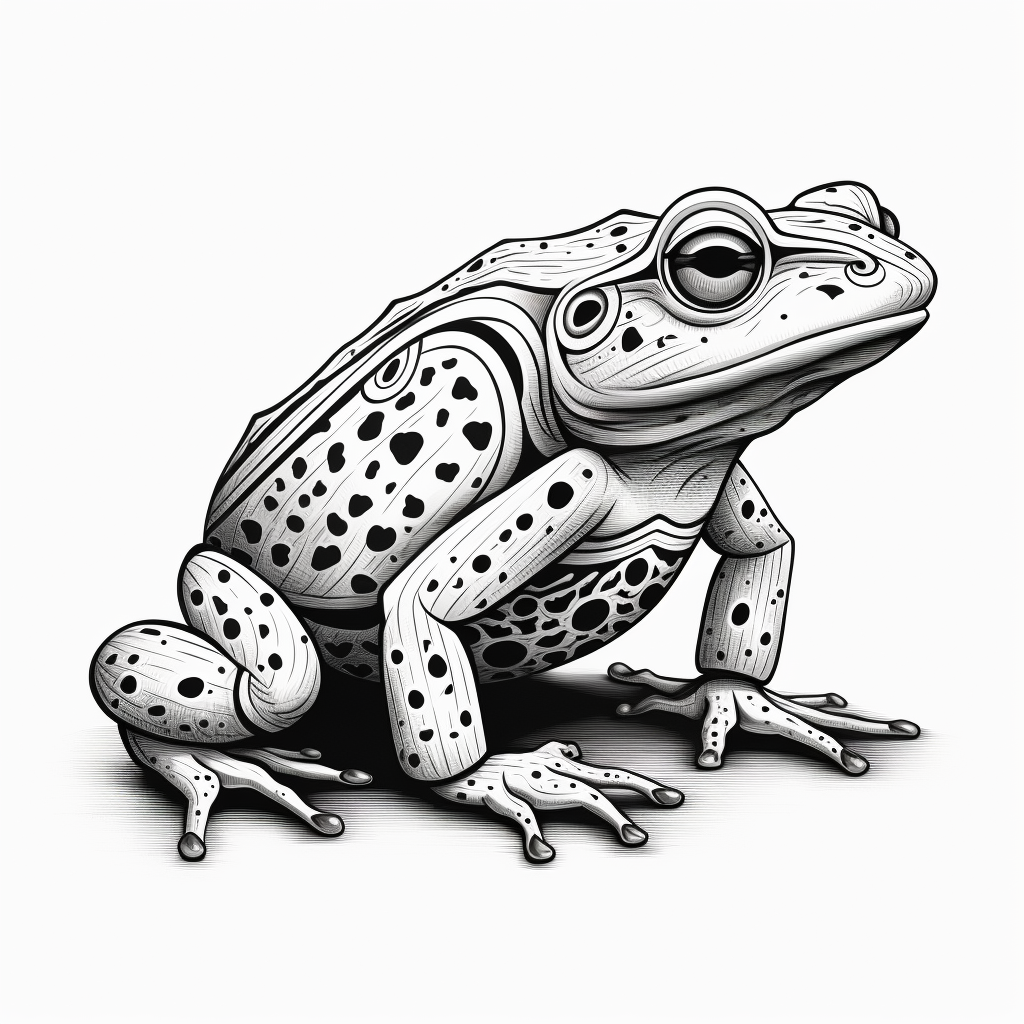 Stylized black and white African bullfrog graphic