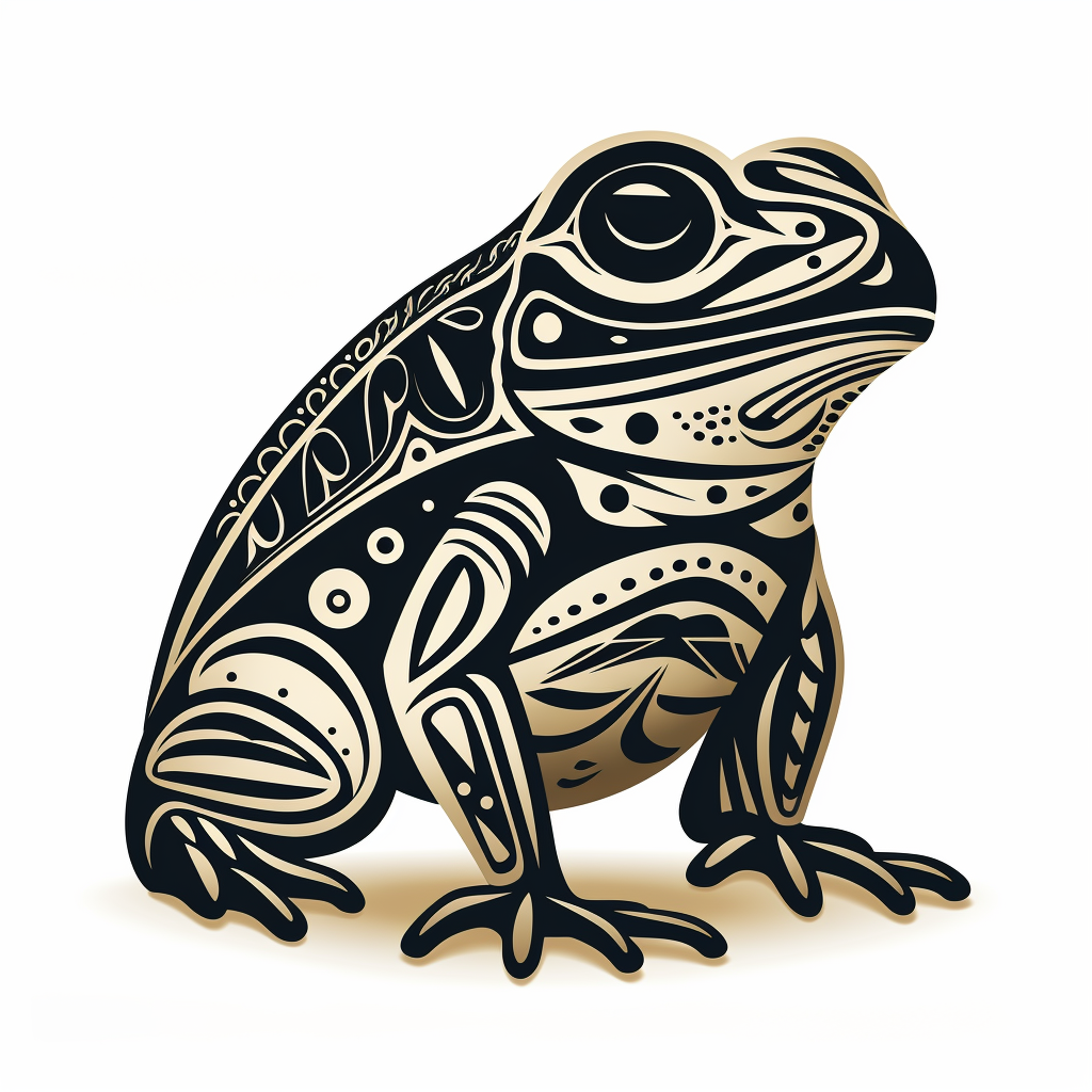 African bullfrog graphic in black and white