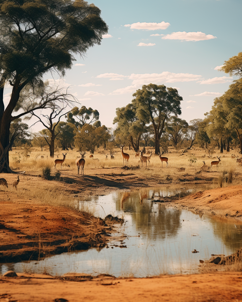 African Bushvelt with Animals and Trees