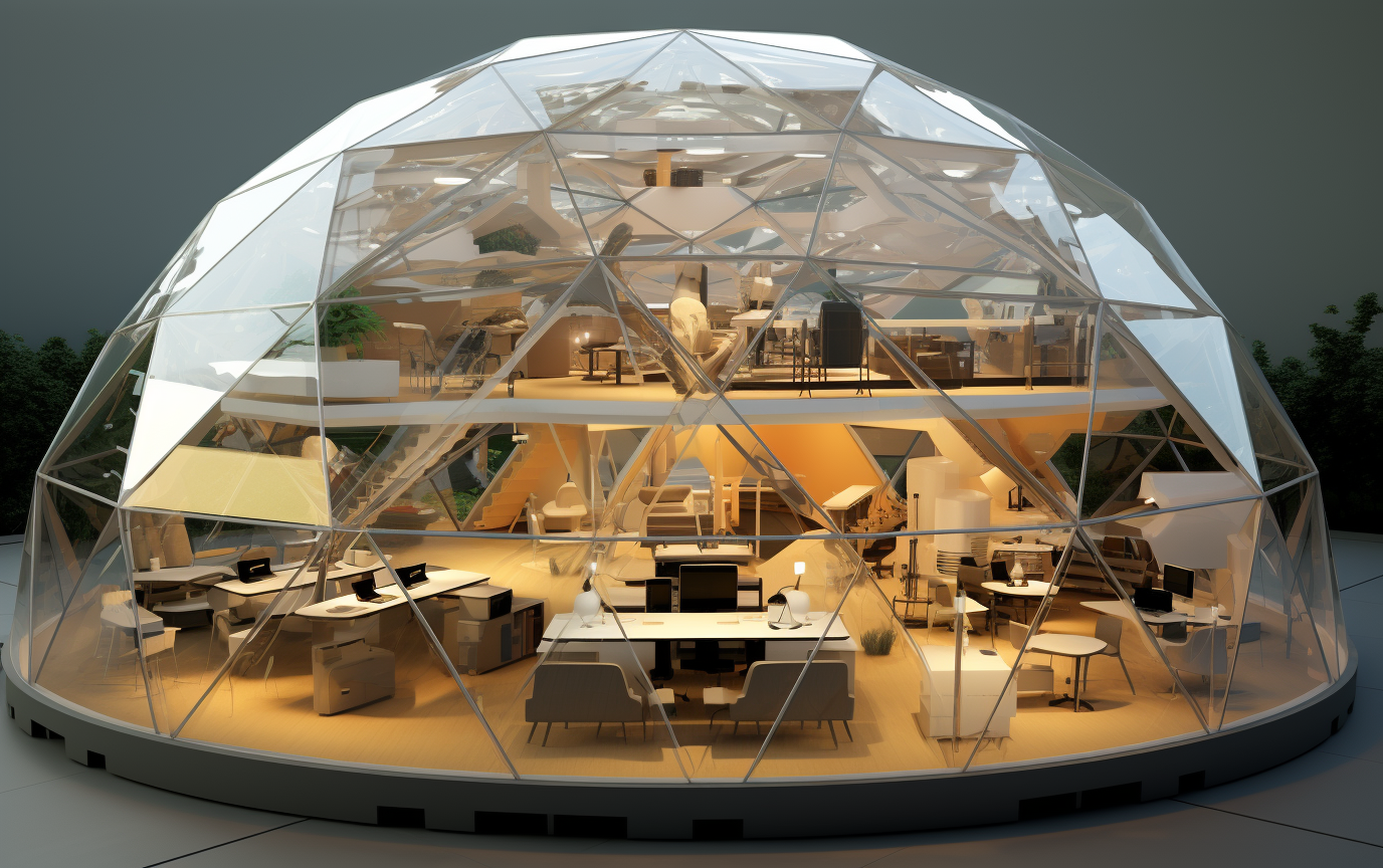 Geodesic dome STEM lab with solar panels