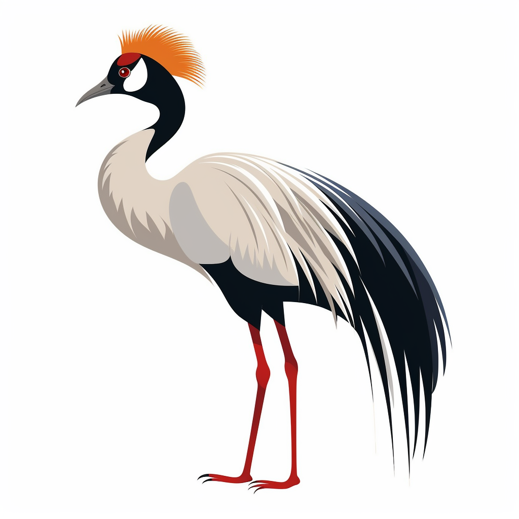 Cute African Crowned Crane Cartoon