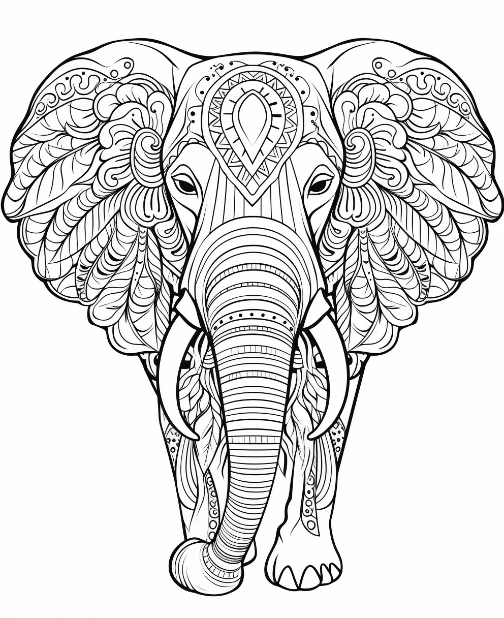 Abstract African Elephant Coloring Page