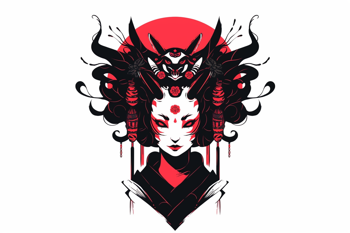 African Geisha Magick Tattoo Ink Design