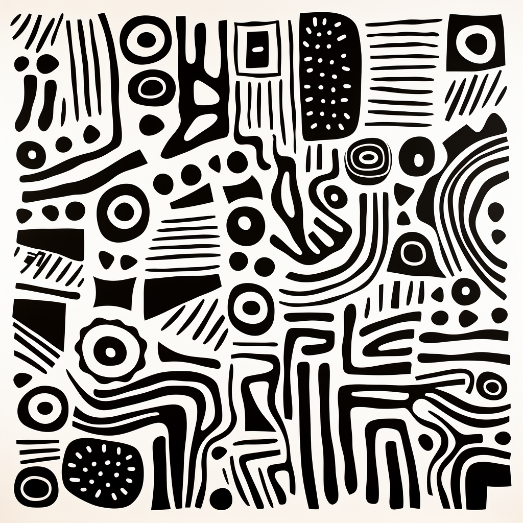 African Minimal Black White Pattern Art