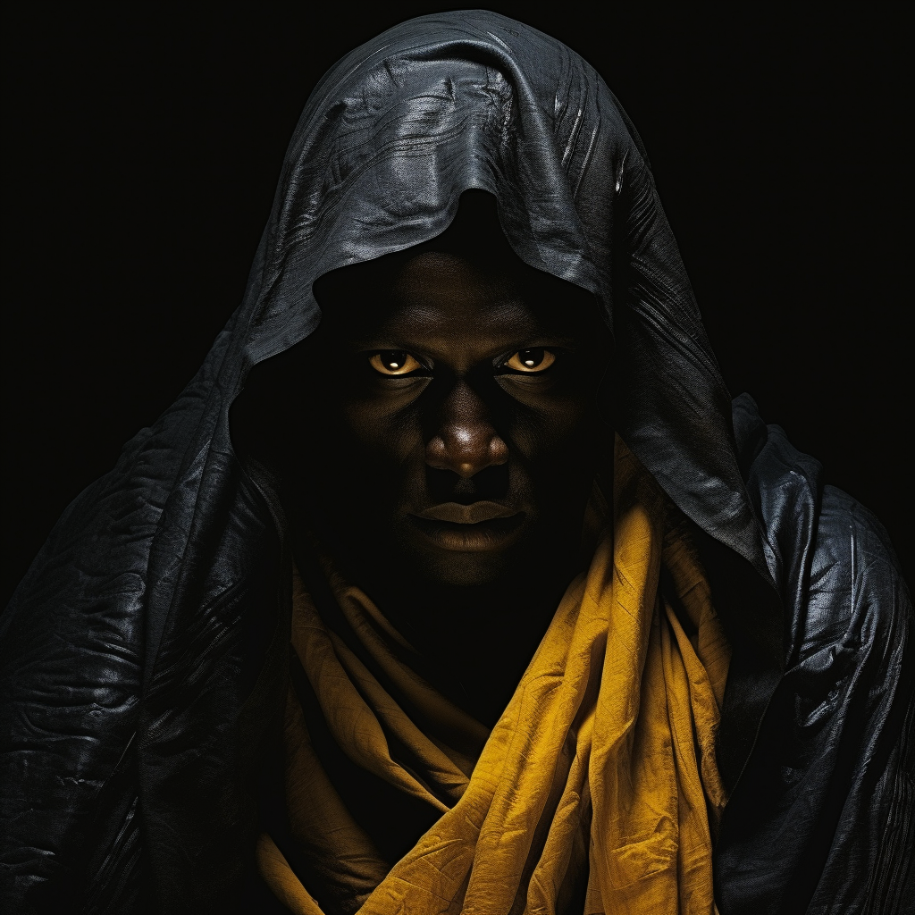 African Monk with Reflective Eyes