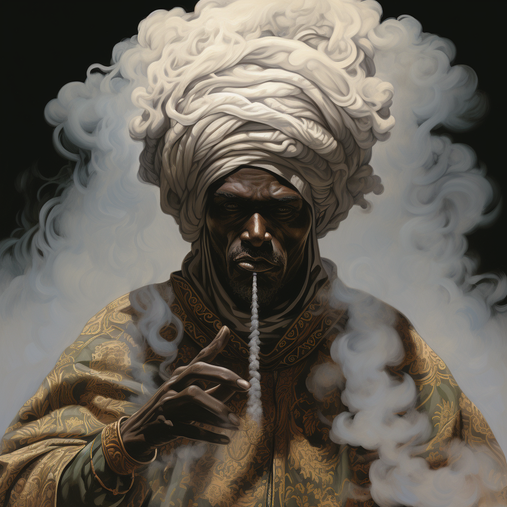 An African Muslim Jinn made of smoke.