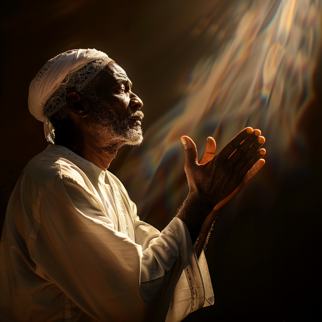 African Muslim Scholar Praying Light