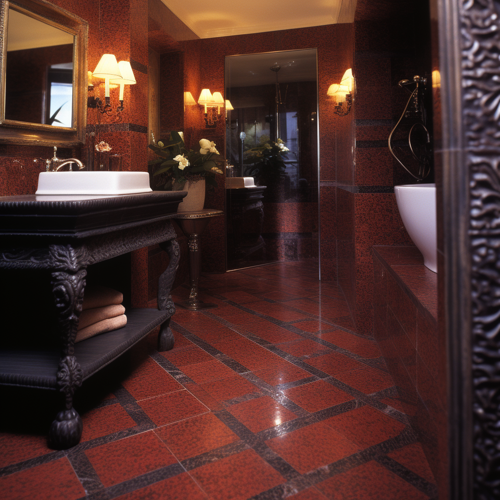 African red granite bathroom floor