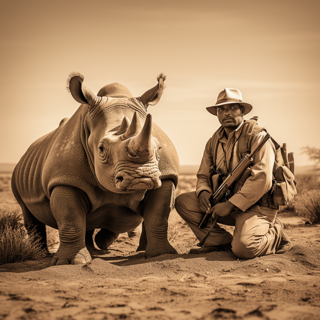 Triceratops hunters in African savannah