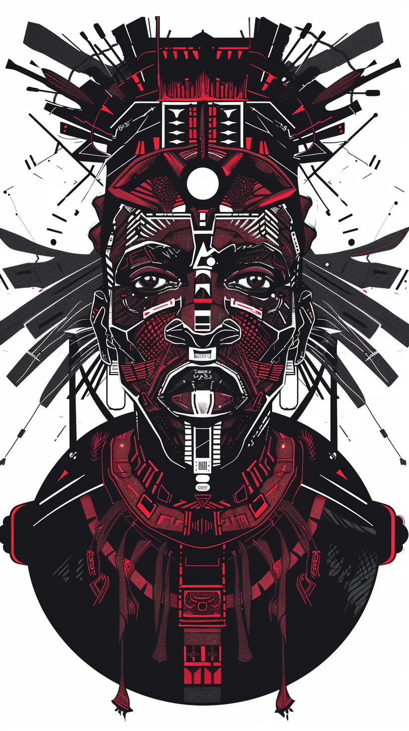 African Tribal Cyberpunk Characters Art