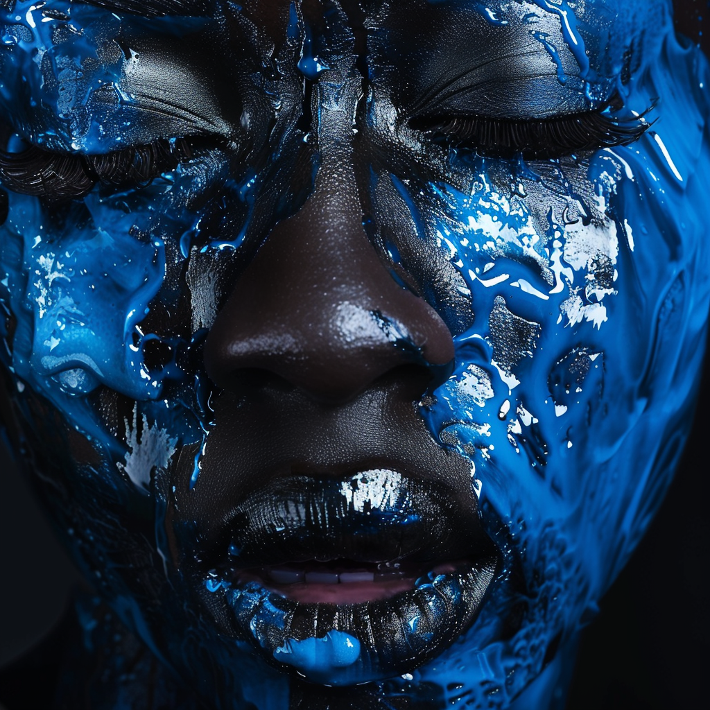 African woman blue black collision