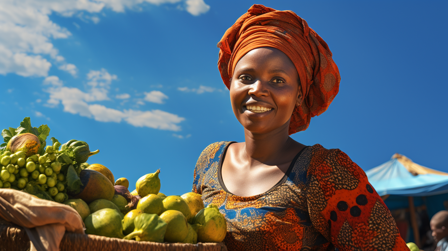 African woman at fruit and vegetable market