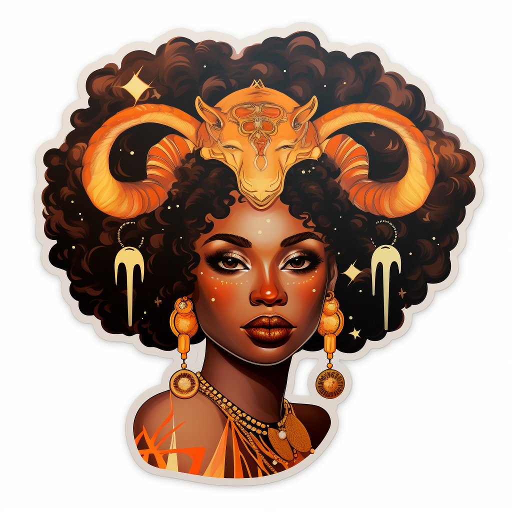 African woman in Capricorn sticker art