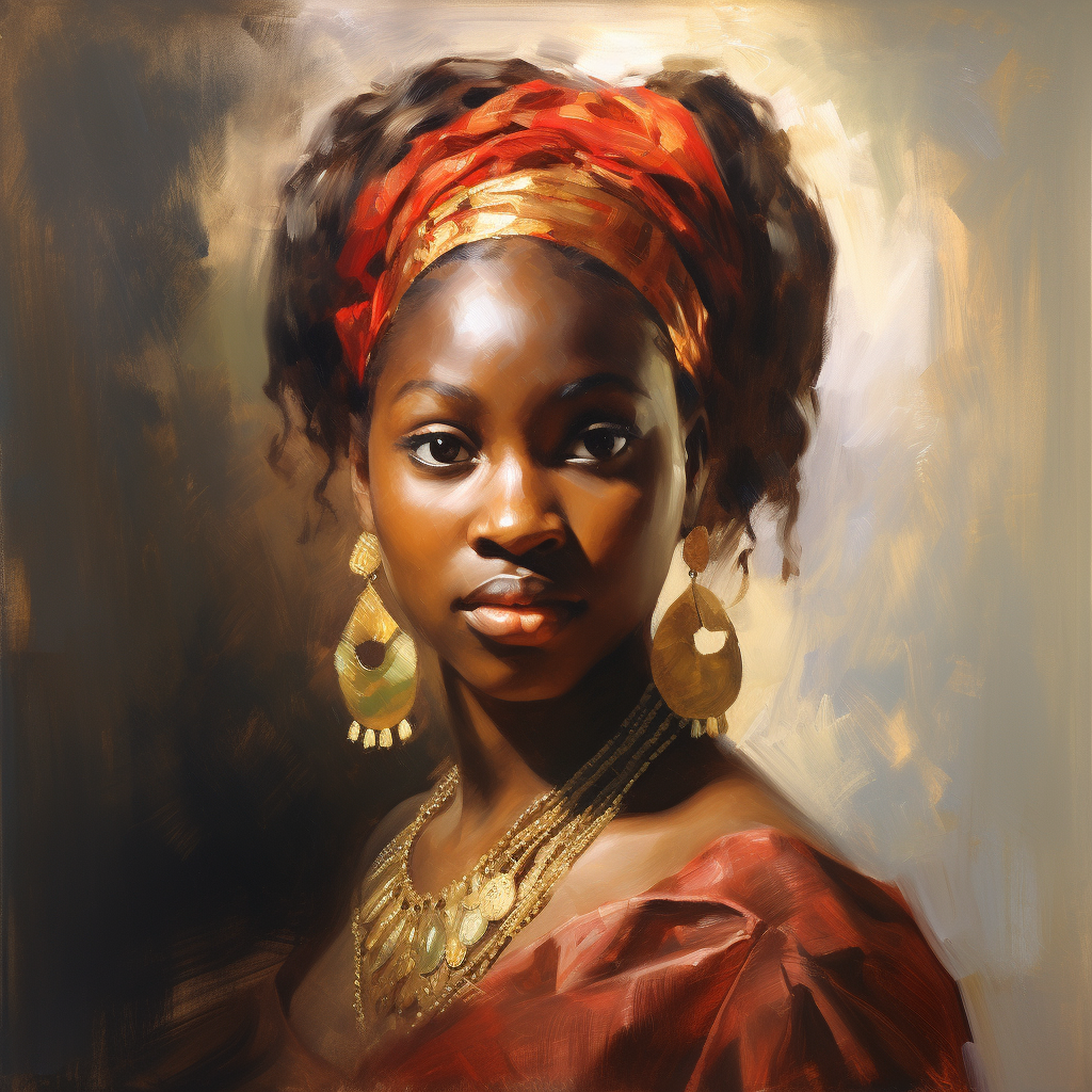 Exquisite African Young Girl Painting