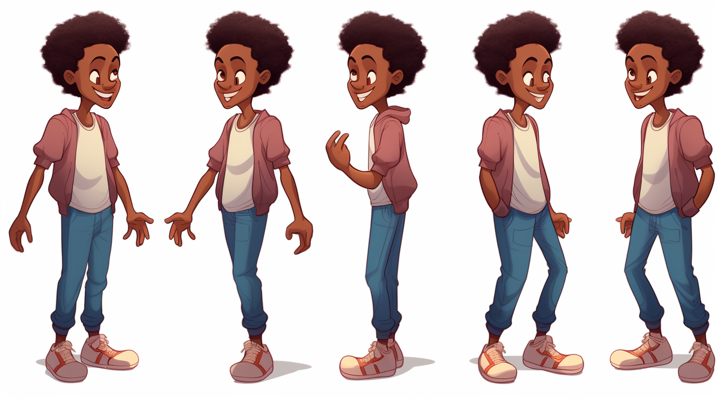 Young African American boy in various poses and expressions