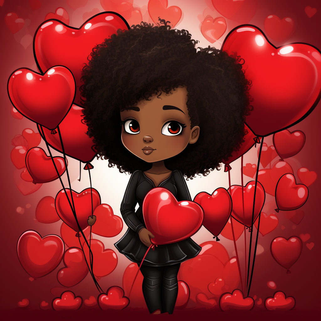 Cute African American Chibi Valentine Design