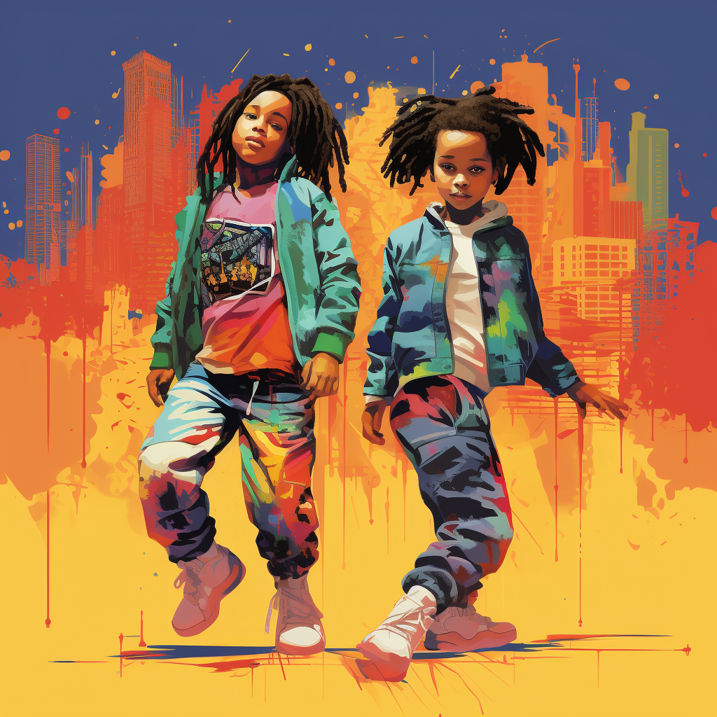 Stylish African American children in 1990s New York