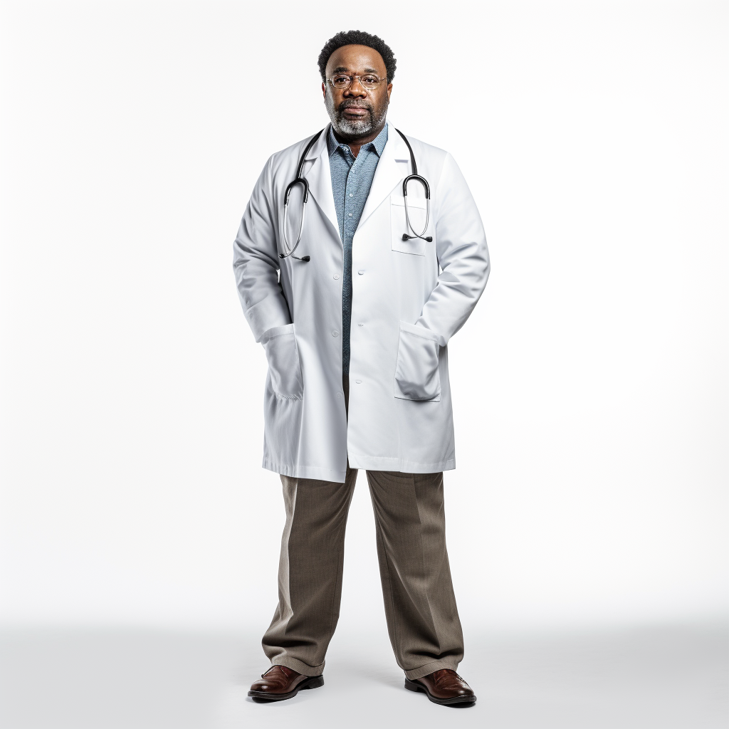 Serious African American Doctor with Open Hands