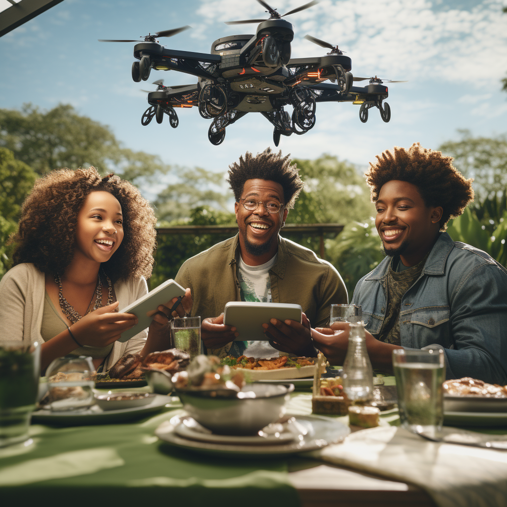 African-American family enjoying delicious soul food