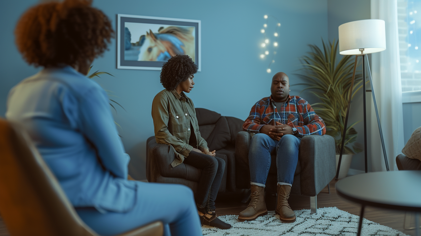 African American female in equine therapy