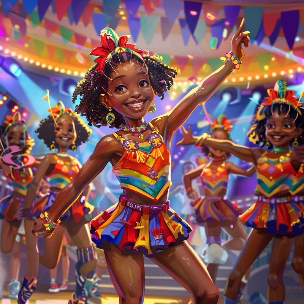 Smiling African American girl dancing