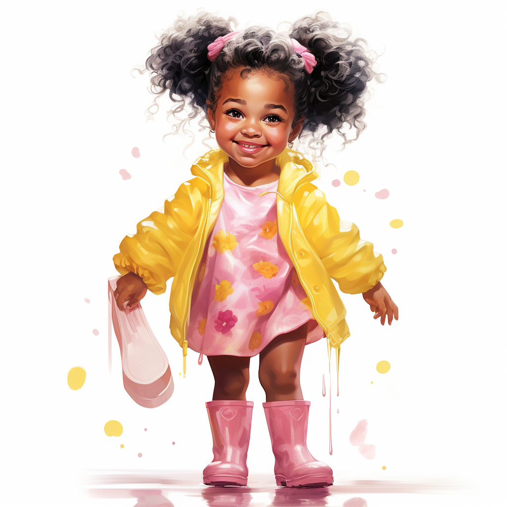 Cute African American girl with afro puffs