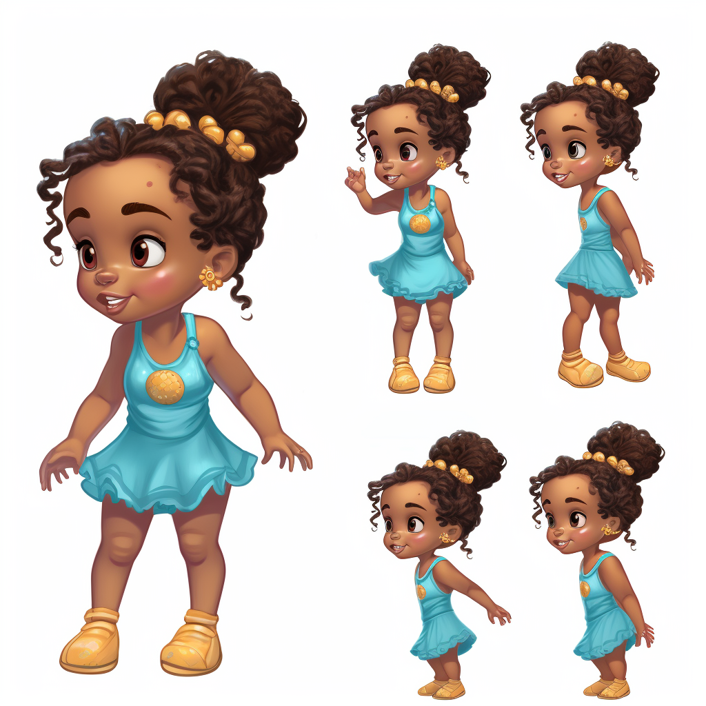 Cute African American girl with pigtails puffs