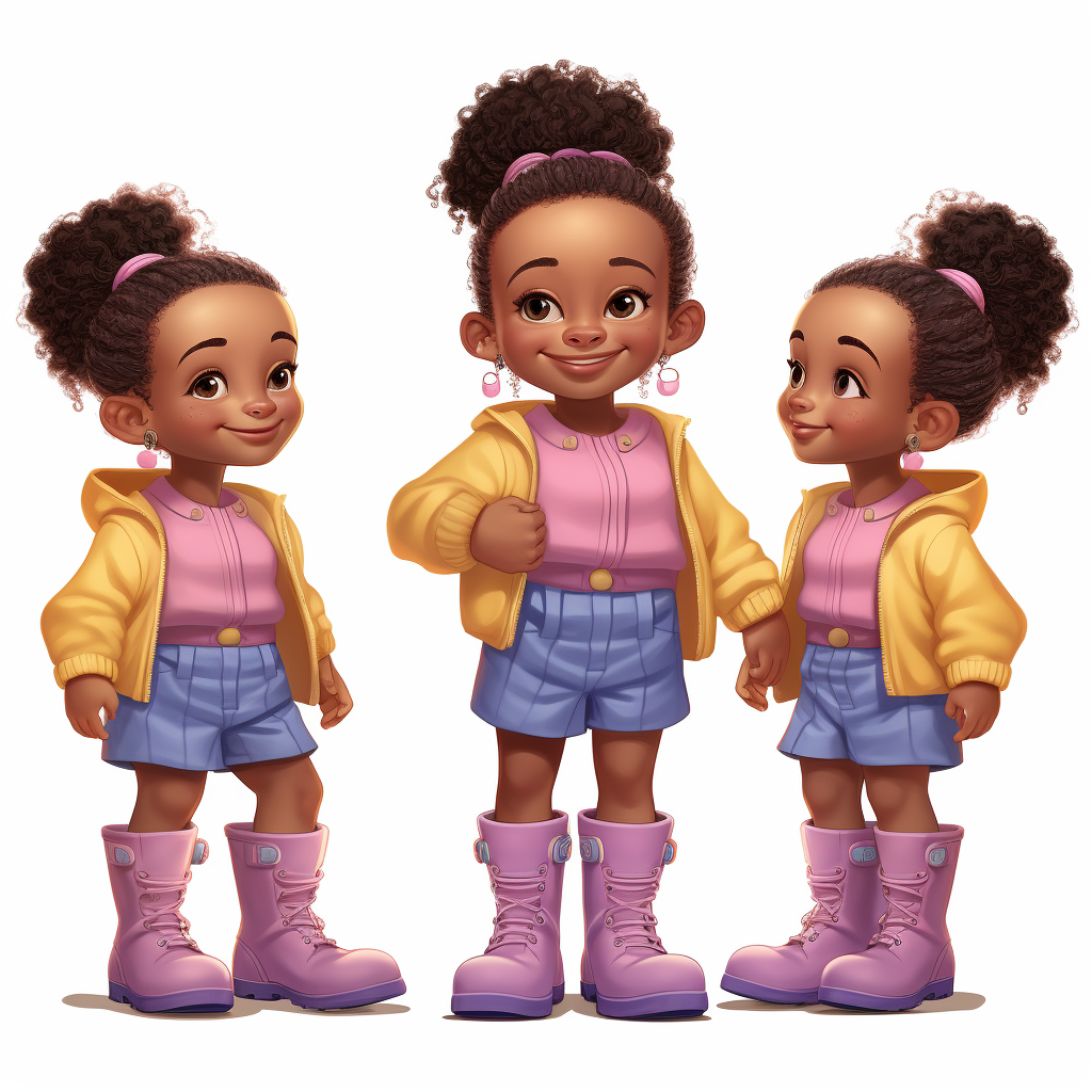 Cute African American girl wearing rain boots