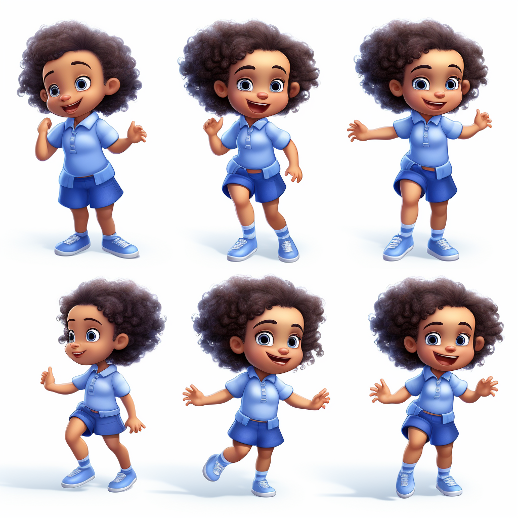 Smiling Afro Hair Girl in Blue Shirt