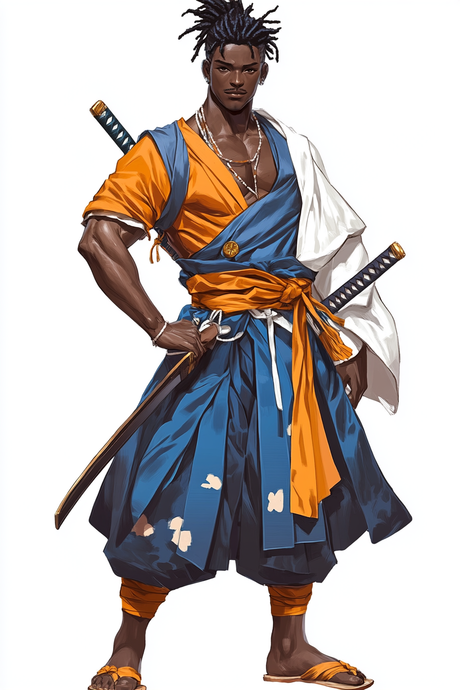 African American Samurai Warrior Character