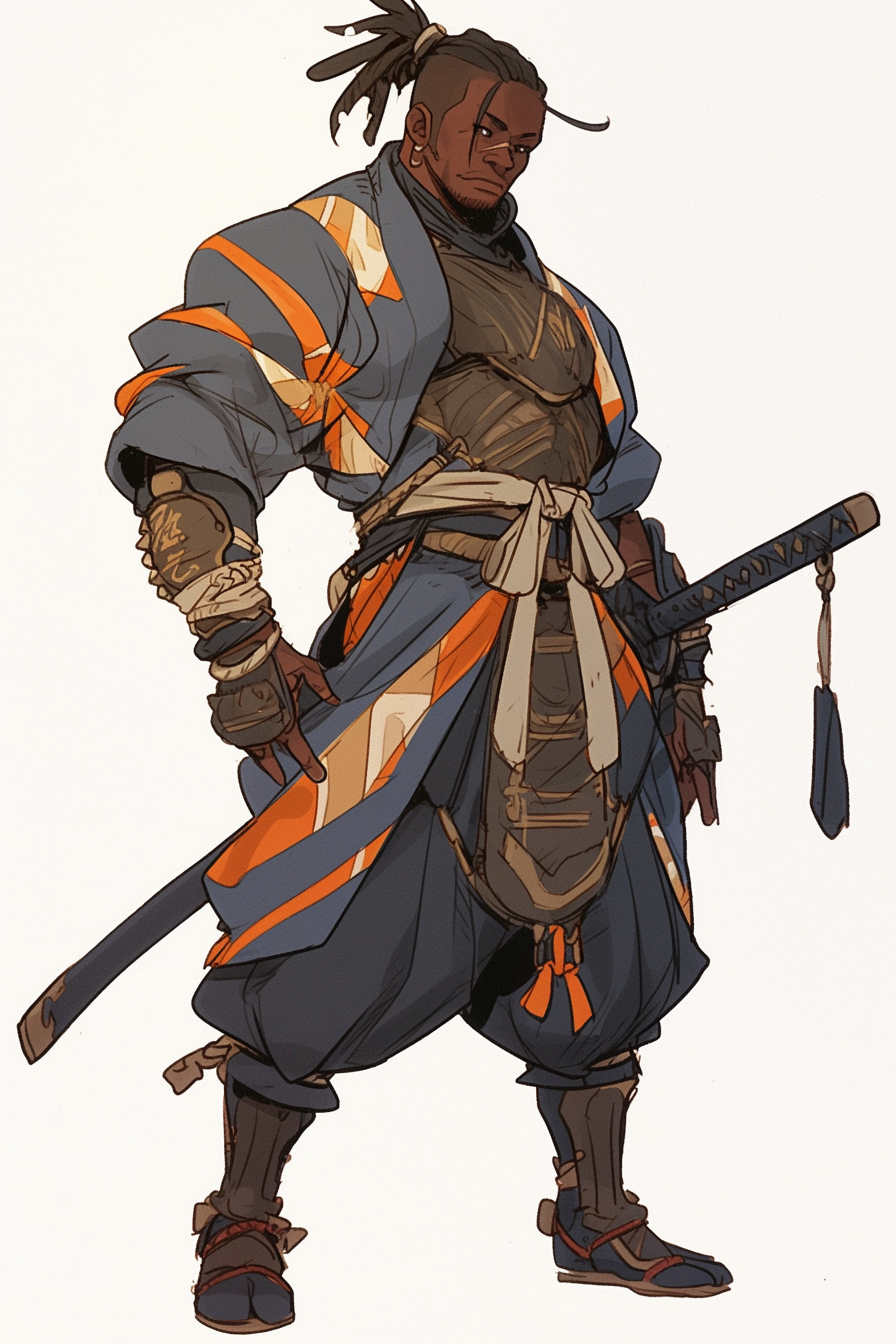 African American Samurai Warrior Game Character