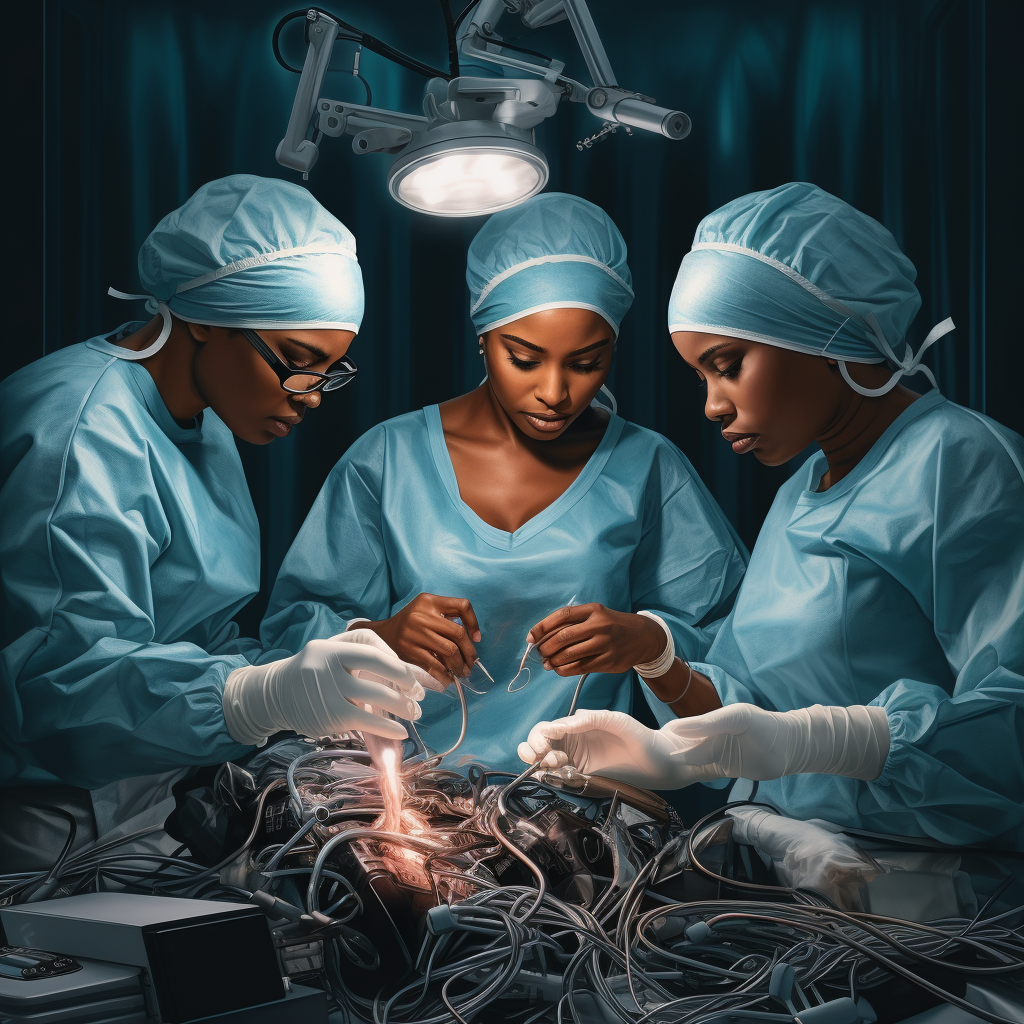 African American surgeon performing surgical procedure