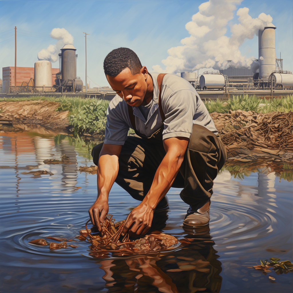 African American man working in water conservation