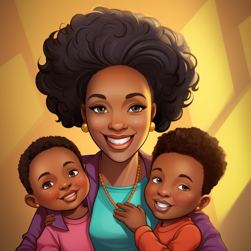 African American mom with triplet boys