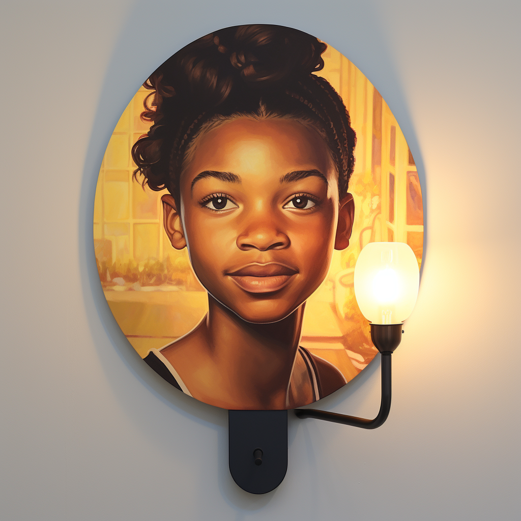 Beautiful African American Teen with Wall Sconce Lighting