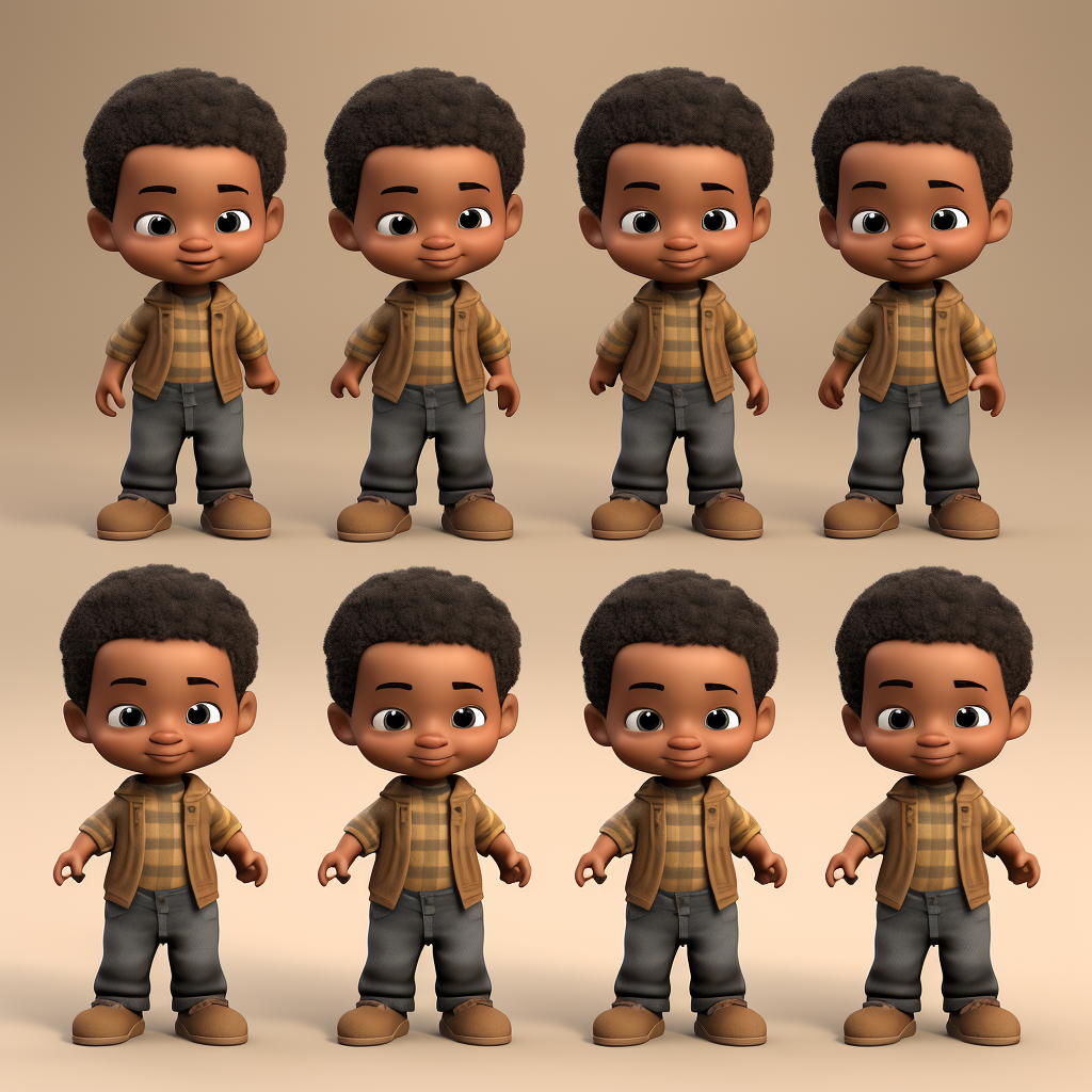 Smiling African American toddler boy with different expressions