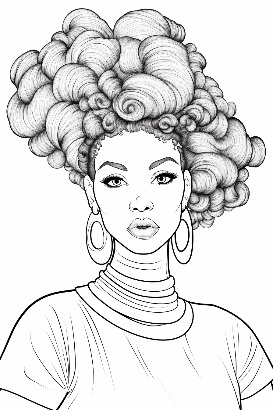 Coloring Page: African American Woman with Bantu Knots