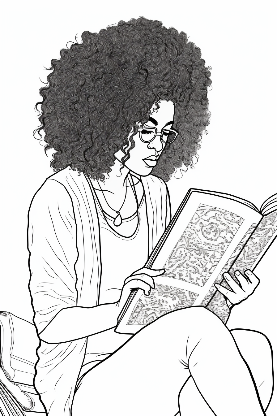 African American woman reading book