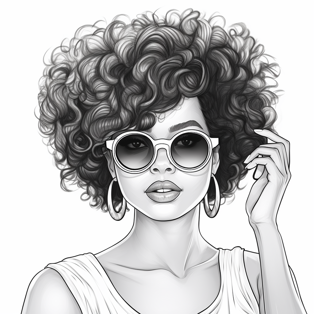 Outline of African American Woman wearing Sunglasses