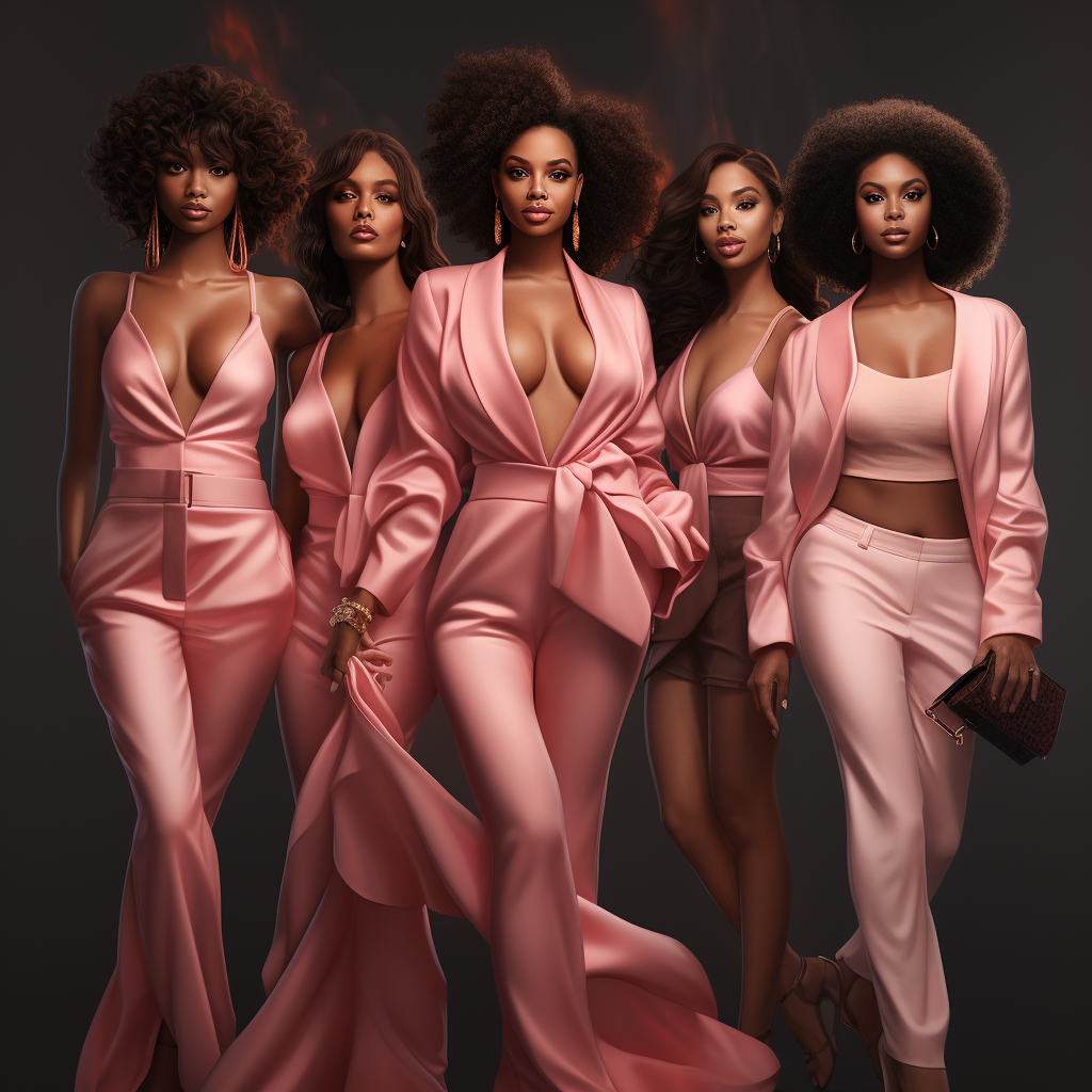 Beautiful African American Women in Pink Fashion