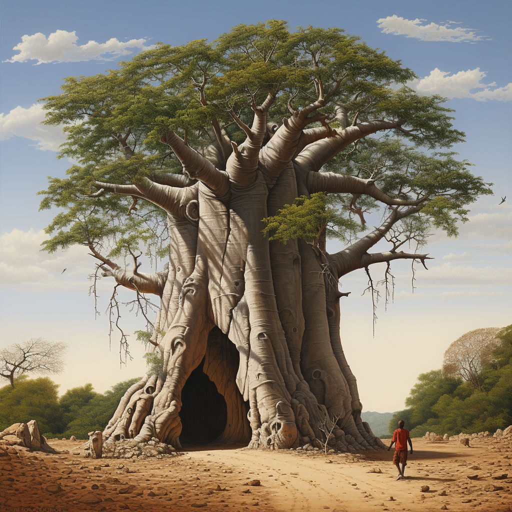 African Sage Under Baobab Tree