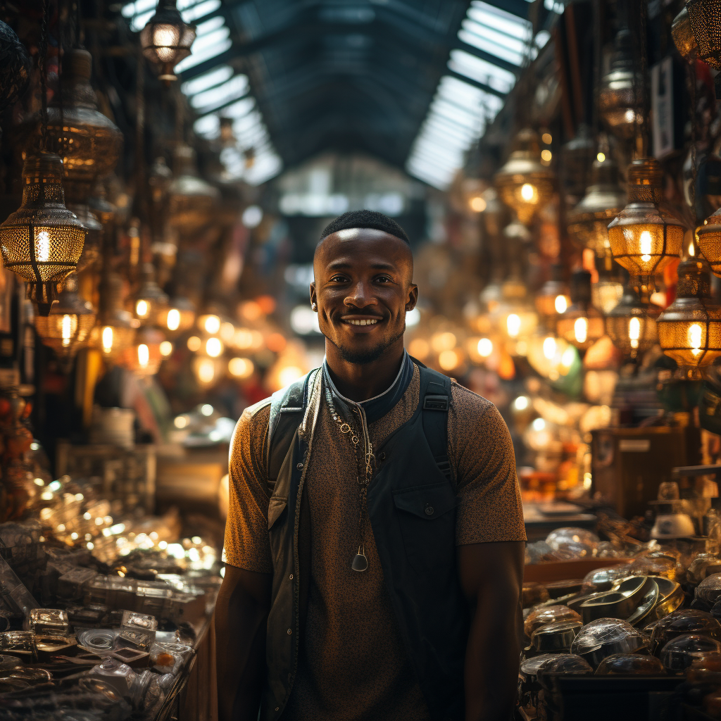 African salesman in hardware shop