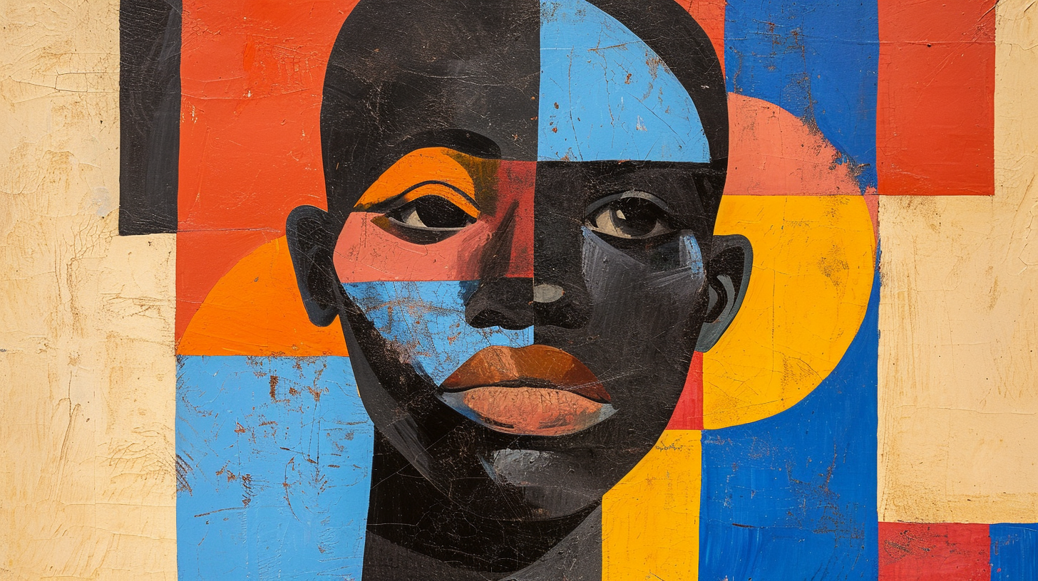 African woman in surrealist suprematism style